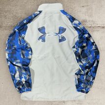 ★BIGロゴプリント★UNDER ARMOUR アンダーアーマー ジャージ上 YXL グレー ラグランスリーブ インナーメッシュ 洗濯 プレス済み USED 1181_画像2