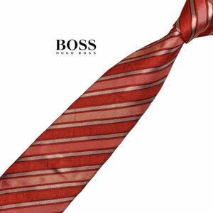 HUGO BOSS high class necktie stripe pattern reji men taru pattern red group Hugo Boss USED men's clothing accessories used t928