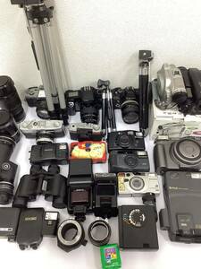 【1円開始】Canon Nikon MINOLTA OLYMPUS 富士フィルム レアカメラ 総カメラ12台 レンズ3 ビデオカメラ2 双眼鏡1 三脚3 フラッシュ 露出計