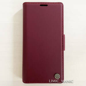 iPhone 13 / 14 手帳型 スマホ ケース サイドマグネット式 ワインレッド 赤系 赤色 スキミング防止 高級PUレザー CaseMe アイフォン