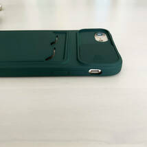 iPhone 6 6s 7 8 SE (第2世代/第3世代) SE2 SE3 スマホ ショルダー ケース シリコン カードケース 肩掛け 紐付き 収納 ダークグリーン 深緑_画像4