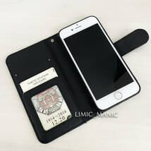 iPhone 6 6s 7 8 SE (第2世代/第3世代) SE2 SE3 ケース スマホ 手帳型 カードケース ブラック 黒 黒色 花模様 エンボス加工 アイフォン_画像5