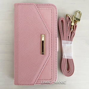 iPhone 7 8 SE (第2世代/第3世代) SE2 SE3 ケース スマホ 手帳型 ショルダー 肩掛け ミラー付き ピンク pink お財布 カード収納の画像1