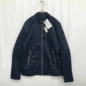 NZ892●DIESEL J-SHIRO JACKET コットンナイロン バイカージャケット●M●ブルー ディーゼル