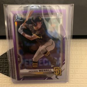 2021 Bowman Draft Chrome Jackson Merrill Purple Chrome /250 1st Bowman BDC-119