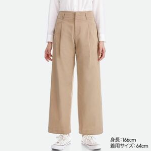 ユニクロ チノパンツ ハイウエストチノワイドパンツ 221-403595 ベージュ