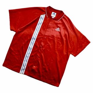90s OLD adidas вышивка Logo сетка игра рубашка XXL красный прекрасный товар 