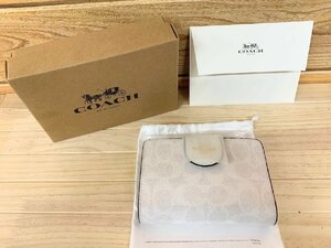 ■未使用 コーチ COACH 財布 折財布 二つ折り 財布 レザー グレイシャーホワイト レディース c0082