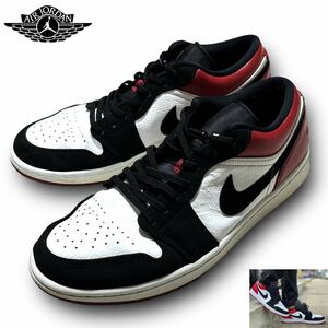 良品 定1.2万 NIKE ナイキ AIR JORDAN 1 LOW エアジョーダン1 ロウ つま黒 553558-116 US9.5/27.5㎝ 赤白黒 スニーカー バスケットシューズ