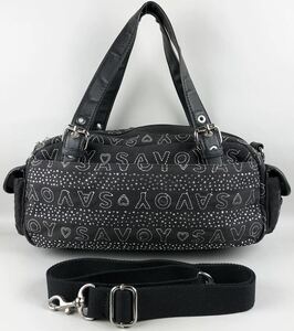 [Diagonal OK] [Путешествие] [2WAY] Сумка для плеча/Boston Bag/Savoy Savoy/Fabric x Синтетическая кожа/вышивка/черная