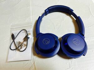 （美品・匿名配送）ATH-WS330BT（ブルー）ワイヤレスヘッドホン オーディオテクニカ Bluetooth マイク付