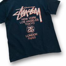 【stussy】ステューシー USA製 ワールドツアーTシャツ ブラック 半袖Tシャツ STUSSY 黒 アメリカ製 米国製 ドット柄 両面プリント (M)_画像5