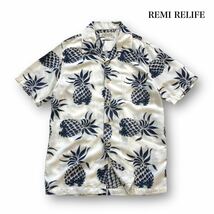 【REMI RELIFE】レミレリーフ パイナップルアロハシャツ レーヨン混紡 半袖シャツ オープンカラーシャツ ハワイアン ゆったりサイジング_画像1
