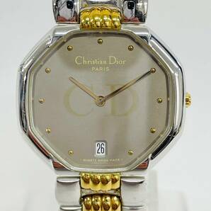 D6779*4 電池交換済 Christian Dior クリスチャンディオール 45.204 オクタゴン コンビ デイト クオーツ 2針 メンズ 腕時計の画像1