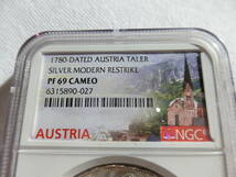 【最高鑑定】オーストリア　マリア・テレジア　PF69カメオ　1780年　ターラー　銀貨　RESTRIKE_画像2