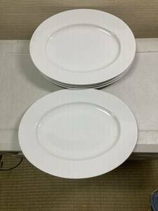 楕円形 白食器 5枚 36,5×28,5cm 中華皿 盛り皿 業務用