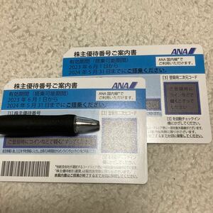 ANA株主優待券　2枚　株主優待番号と登録用パスワードも可　送料無料2