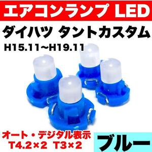 ダイハツ タント カスタム インテリアパネル 打ち換え用 エアコンランプ 省エネ ウエッジ球 T4.2 T3 LED COB ブルー 4個セット