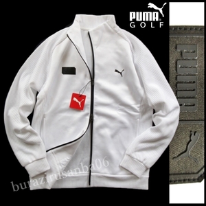  men's XXL* unused regular price 14300 jpy PUMA GOLF Puma Golf spring thing Mix material Zip up jacket blouson speed . stretch white 