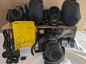 【中古ジャンク品】Nikon ニコン 一眼レフ デジタルカメラ 《D40X》　《D70》　《D80》【稼働未確認】　（まとめて３台）　　