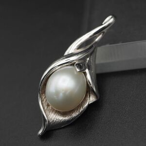 M812 large grain fresh water pearl pearl SV925 stamp pendant top design silver charm head 6 month birthstone 