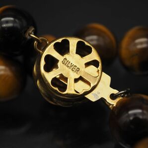 L625 タイガーアイ 10.3mm珠 SILVER刻印 ネックレス ゴールド デザイン シルバーの画像5
