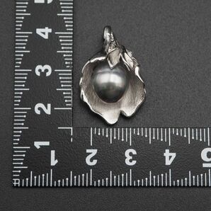 M968 淡水真珠 パール SILVER刻印 ペンダント トップ グレー系カラー デザイン シルバー チャーム ヘッド 6月誕生石の画像10