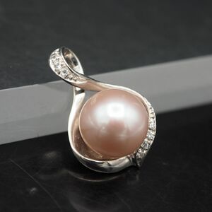 L682 淡水真珠 パール 925刻印 ペンダント トップ ピンク系カラー デザイン シルバー チャーム ヘッド 6月誕生石