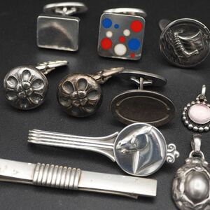 Y734 large amount profit 1 jpy George Jensen GEORG JENSEN 925S pendant top cuffs necktie pin silver . summarize set Denmark made 