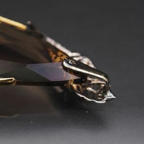 L894 スモーキークォーツ ルビー サファイア エメラルド ペンダント トップ 白鳥 スワン デザイン ゴールド チャーム ヘッドの画像6