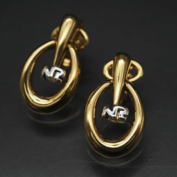 N228 NINA RICCI ニナリッチ イヤリング ロゴ デザイン ゴールド ヴィンテージ