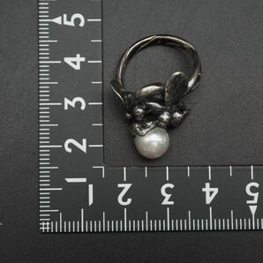 P009 あこや真珠 8mm珠 パール SV刻印 リング デザイン シルバー 指輪 ヴィンテージ 6月誕生石 12号の画像10