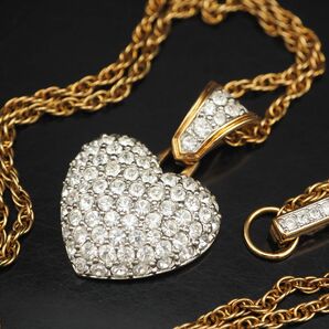 L246 スワロフスキー SWAROVSKI ペンダント ネックレス ハート ラインストーン パヴェ デザイン ゴールドの画像1