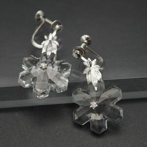 N245 crystal стекло бриллиант SILVER печать серьги цветок swing дизайн серебряный 4 месяц зодиакальный камень 