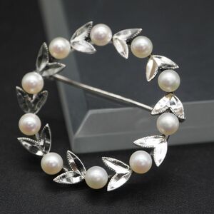 P036 fresh water pearl pearl STERLING stamp brooch design silver corsage antique 6 month birthstone 