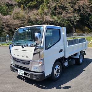 売切 3t 低床 三菱キャンター 強化ダンプ コボレーン付 ICターボ 89600km 5MT(3ペダル) 車検令和7年3月迄 ETC メッキ多数 福岡～ 最落無の画像3