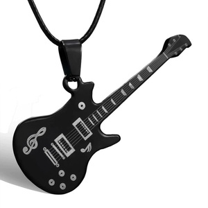 ギター ネックレス レディース エレキギター 軽音 バンド 音楽 ロック エレキ レトロ ブラック アンティーク おしゃれ かわいい 楽器 黒色