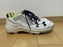 UNDER ARMOUR 野球用スパイク 27.5cm ポイントソール アンダーアーマー ソフトボール ホワイト×ネイビー 白×紺_画像4