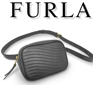 【超美品 ほぼ未使用】 フルラ FURLA ボディバッグ ウエストバッグ ポーチ ポシェット 鞄 ミニ レザー 本革 ブラック 黒 メンズ レディース