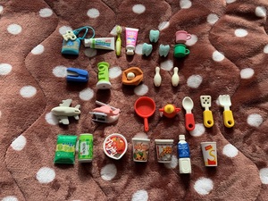  various eraser set tooth brush teeth post glove airplane fry pan cup noodle etc. Showa Retro collection 