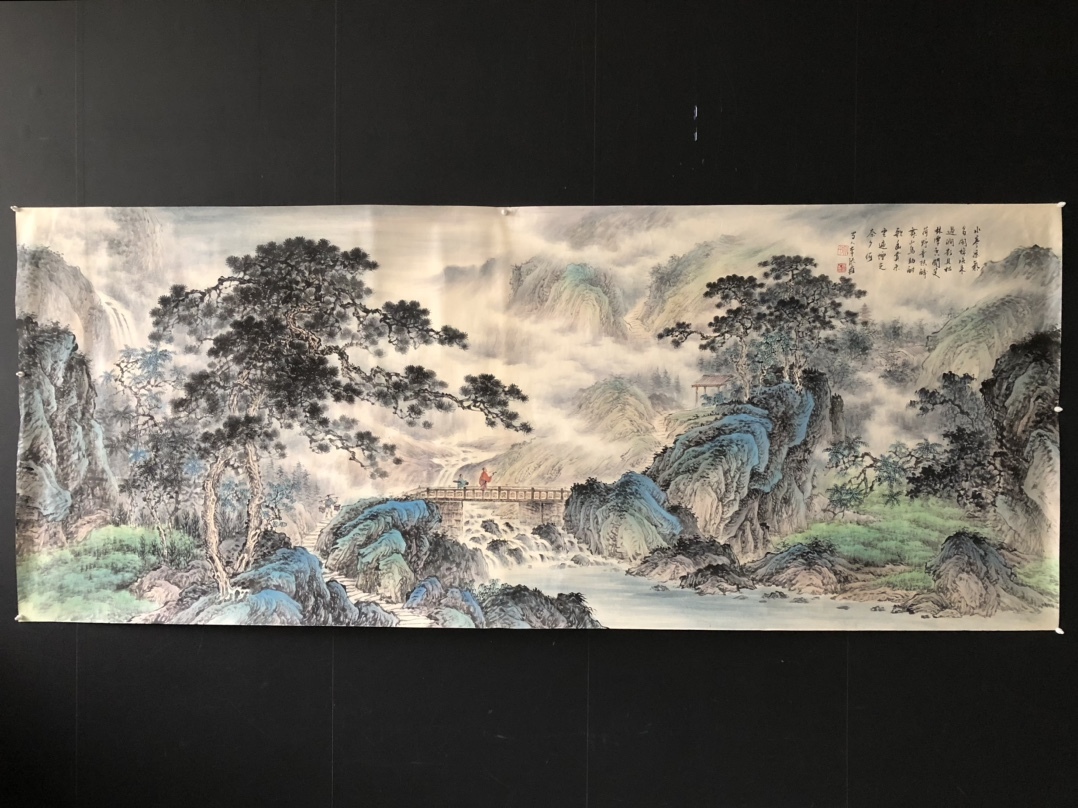 पूर्व स्वामित्व वाली चीनी आधुनिक और समकालीन राष्ट्रीय चित्रकार झांग दाई-चिएन लैंडस्केप पेंटिंग, क्षैतिज स्क्रॉल, विशुद्ध रूप से हाथ से चित्रित, दुर्लभ आइटम, प्राचीन L0309, कलाकृति, चित्रकारी, स्याही चित्रकारी