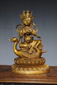 旧蔵 清 銅製 西藏銅塗金仏像 造像 供奉 宗教 極細工 古美術品 L0305