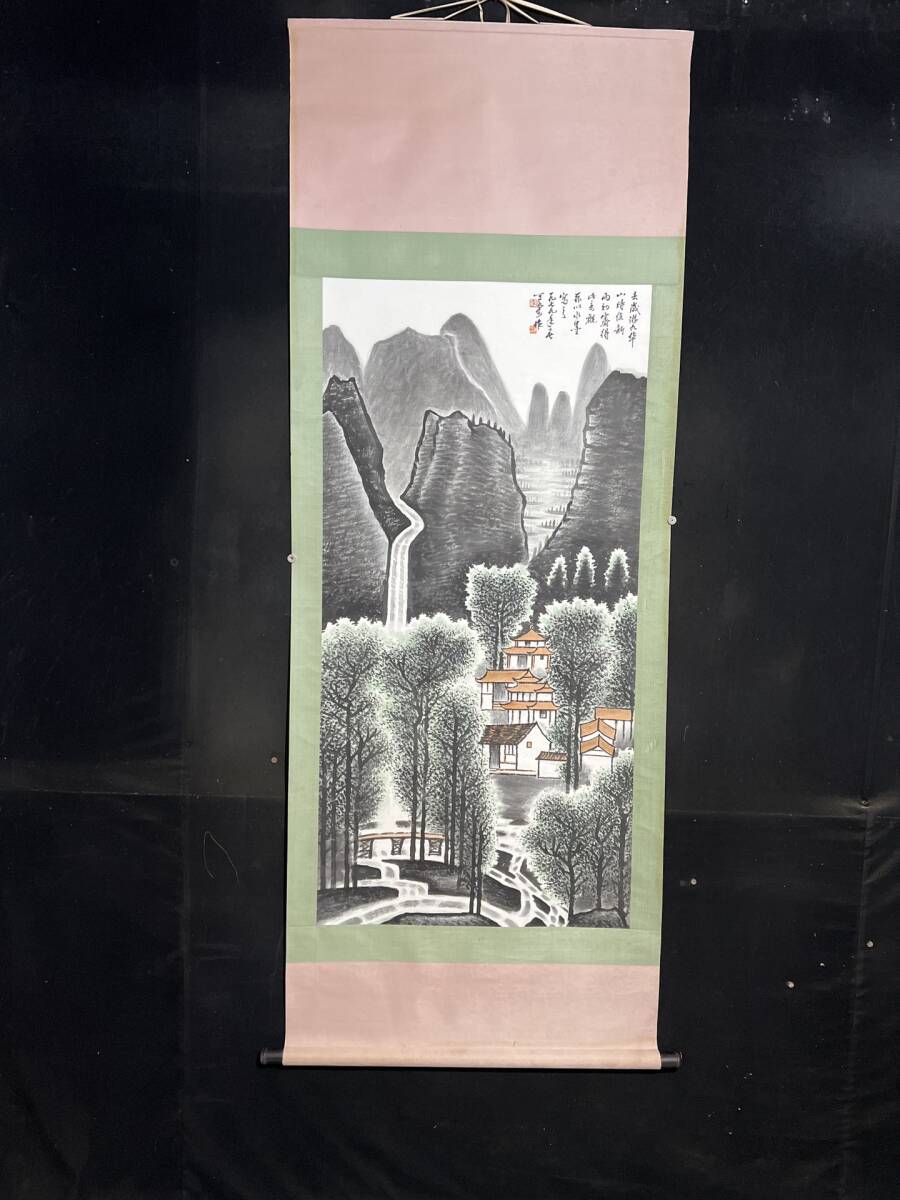 Ehemaliger moderner chinesischer Maler [Li Kasen], Landschaftsmalerei, Chudo-Gemälde, rein handgemalte hängende Schriftrolle, antike Kunst L0305, Kunstwerk, Malerei, Tuschemalerei