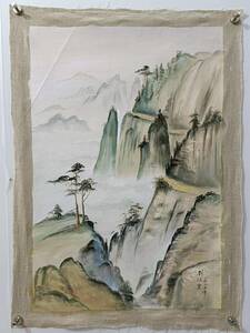 Art hand Auction 旧蔵 中国近現代油画家【劉海粟】山水画 中堂画 純手描き油画 L0305, 絵画, 油彩, 自然, 風景画