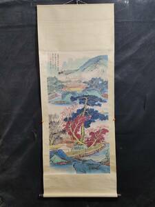 Art hand Auction Formerly owned Chinese modern and contemporary national painter [Zhang Daichien] Landscape painting by Zhongtang Purely hand-painted Hanging scroll Antique art L0307, Artwork, Painting, Ink painting