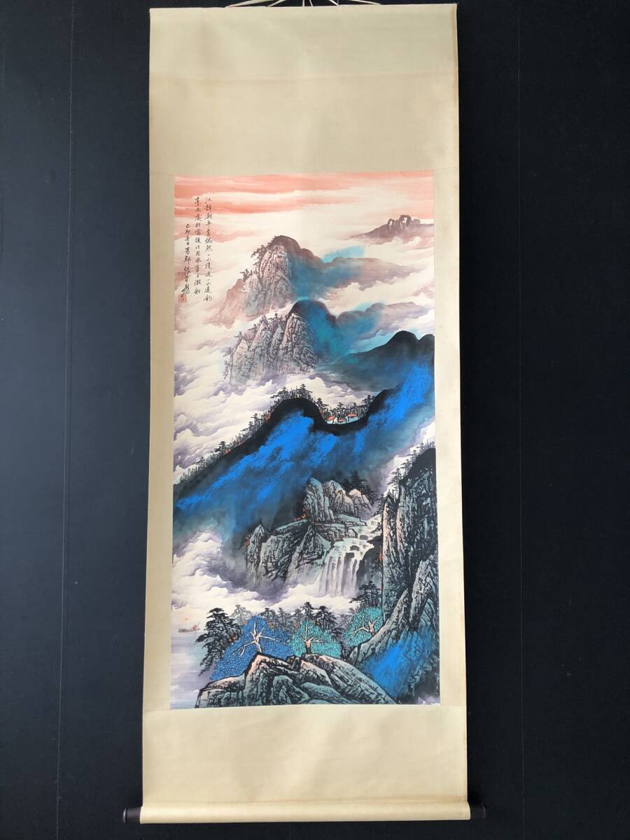 Former collection: Chinese modern and contemporary artist Zhang Daichien, landscape painting, Zhongtang painting, purely hand-painted, hanging scroll, rare item, antique art, antique delicacy, L0309, Artwork, Painting, Ink painting