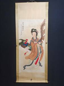 旧蔵 中国近現代国画家【張大千】人物画 純手繪 宣紙 挂軸 稀少珍品 古美味 L0309