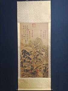 旧蔵 明代山水畫大師【沈周】山水画 手繪画 中堂画 宣紙 挂軸 古美術品 古美味 L0317