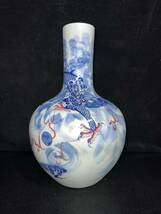 旧旧蔵 ・清代 ・ 陶器・花瓶 ・ 青花 釉裏赤 龍紋天球花瓶 一對 極細工 稀少珍品 古美術品 古美味 A0328_画像3
