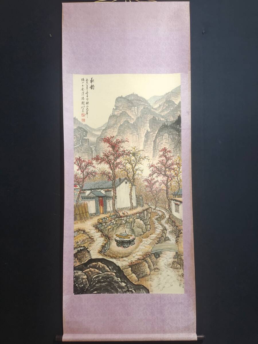 Formerly owned, landscape painting by contemporary Chinese national painter [Kan Shang Yue], hand-painted, Zhong Tang painting, Xuan paper, hanging scroll, rare item, antique art, antique delicacy, L0328, Artwork, Painting, Ink painting